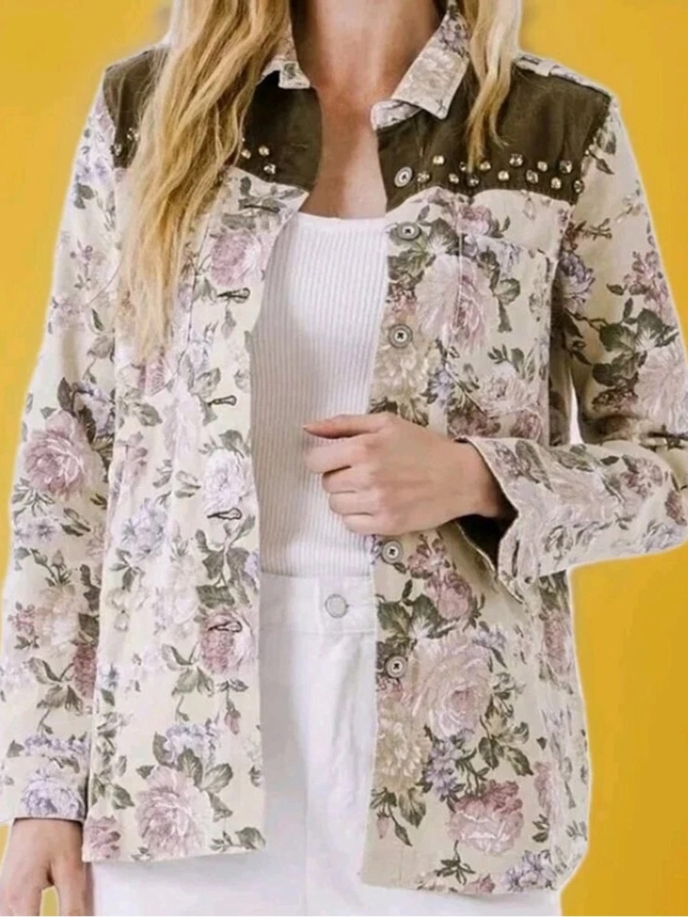 English Rose Floral Studded Utility Jacket
